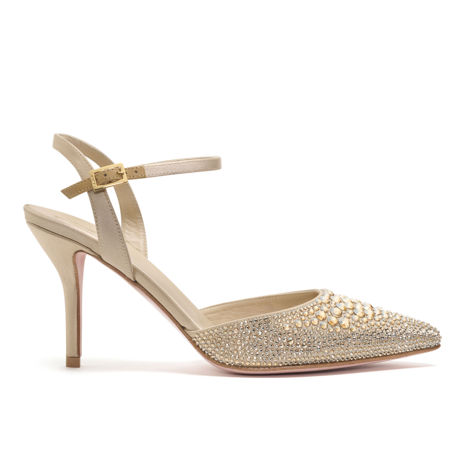 KARLA' Crystal Slingbacks in Camel Satin GINA Shoes